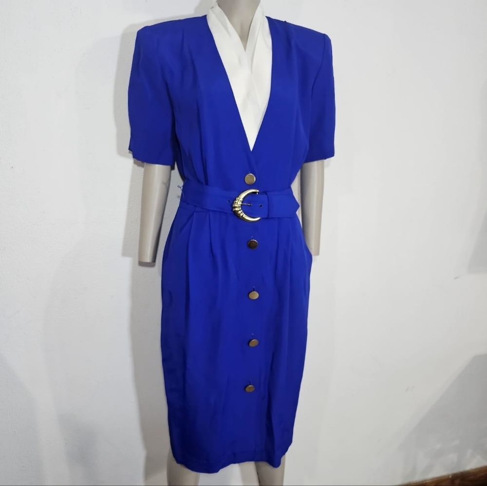 JOHN ROBERTS Elegant Blue Women's Dress with Belt